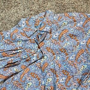 Alan‎ Flusser Men's XL Paisley Print Long Sleeve Button Down Shirt Blue Orange